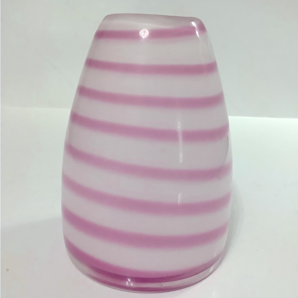 Pink & white cased glass vase